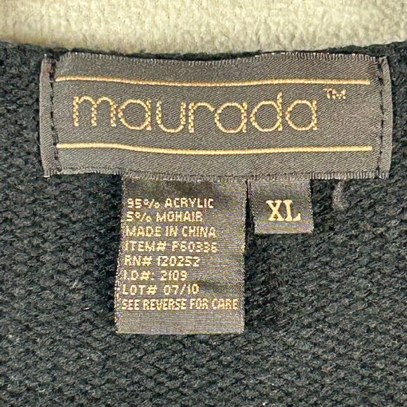 Maurada Women Sweater Size XL Mohair Blend Fuzzy Colorblock Grandpa Oversized - Picture 3 of 9